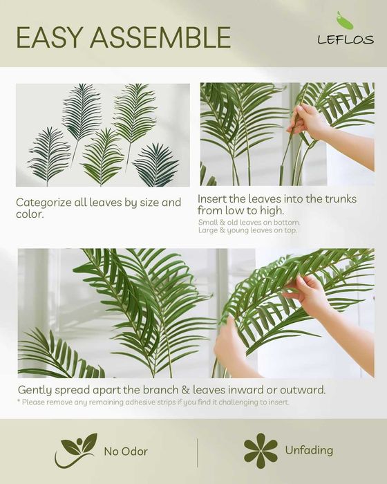 Palmeira Artificial Leflos Lutescens 150cm Planta Decorativa Interior com 13 Caules Removíveis Decoração para Casa, Escritório, Loja e Eventos