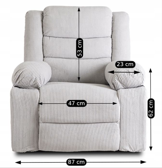 Fotel szary tapicerowany rozkładany wypoczynkowy do spania