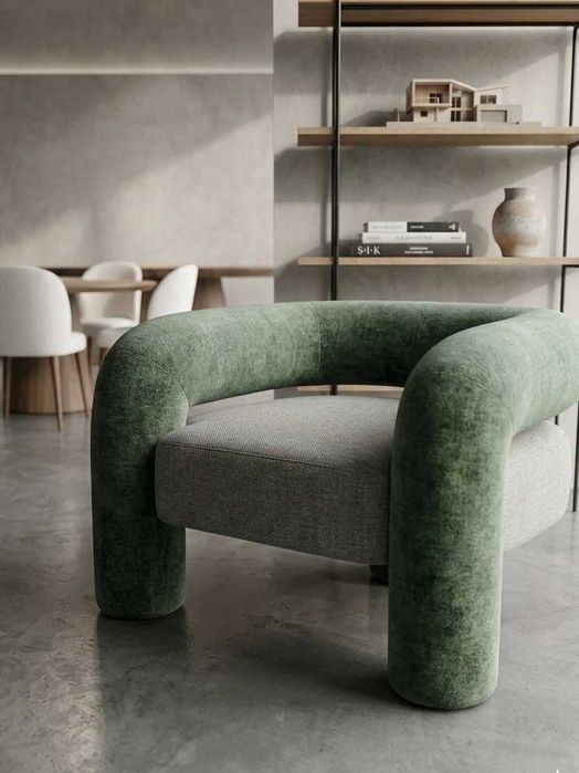 Cadeirao Design Moderno Verde e Cinza - Peça de destaque
