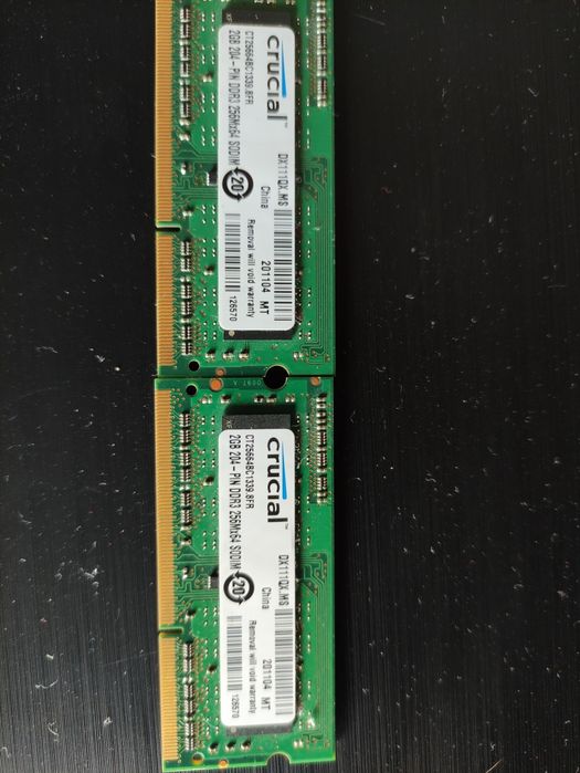 Продам память для ноутбука(б/у)Crucial SODIMM DDR3 2* 2Gb 1333MHz PC