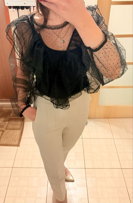 Нова трендова прозора блуза, сітка, горох