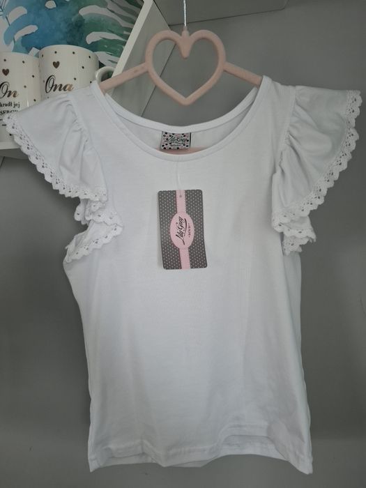 Biała bluzka Lily Grey 116 koronka galowa