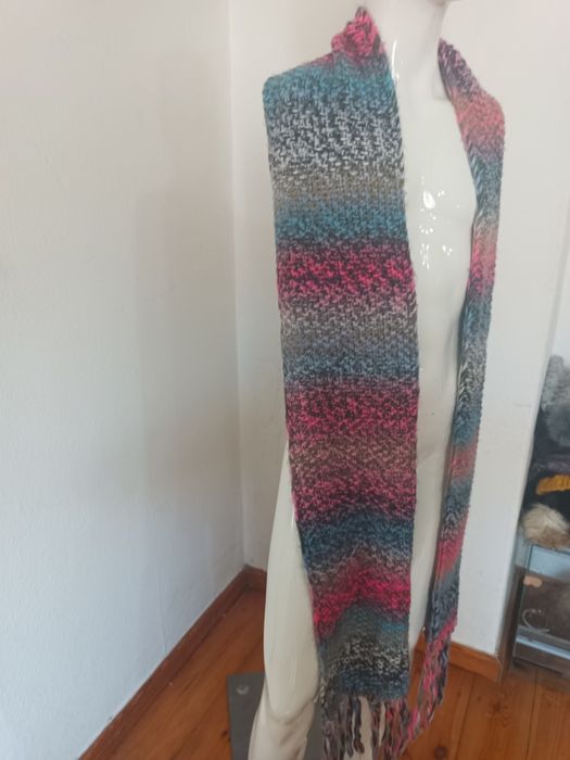 Kolorowy Szal Bijou Brigitte – Gruby Splot, Boho, Miękki i Długi