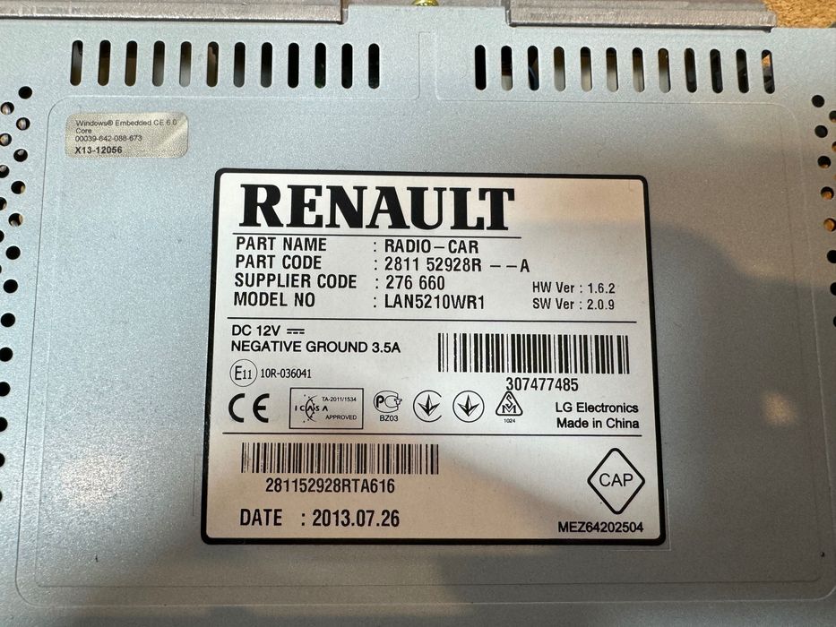 Radio z nawigacją Media Nav Renault Clio IV LAN5210WR1