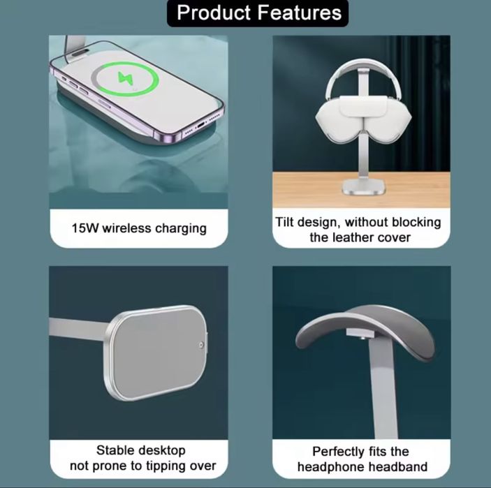 Підставка для навушників з бездротовою зарядкою подставка для наушнико