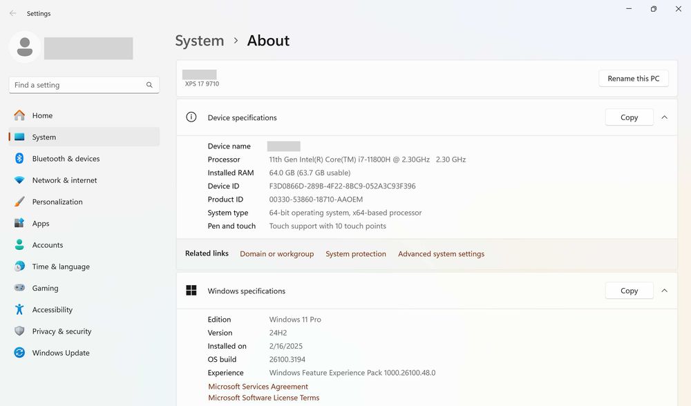 Dell XPS 17 - Core i7 - 64 GB - GeForce RTX 3050 - 17" UHD Touch