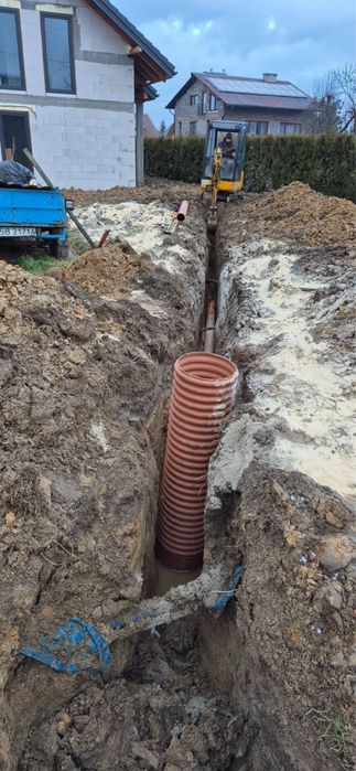 Uslugi minikoparką, przyłącza wody, gazu, kanalizacji, przewiert