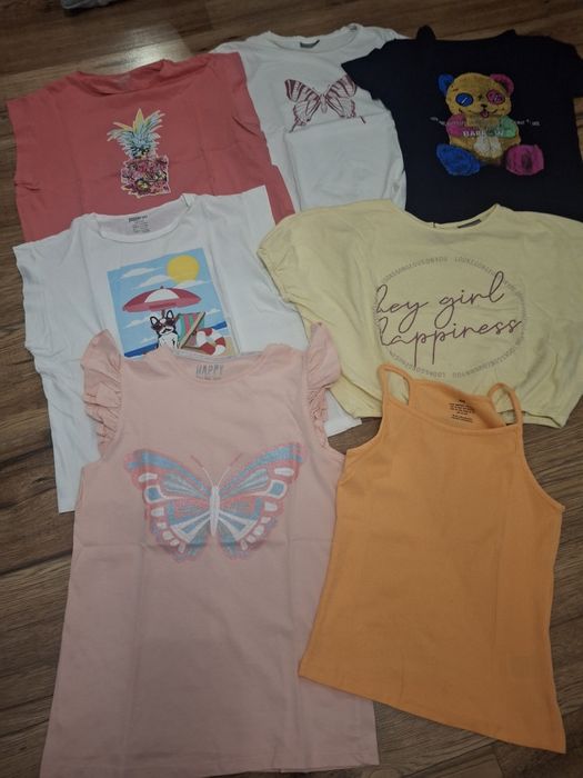 7 x Koszulki - bluzeczki z krótkim rękawem 140-152