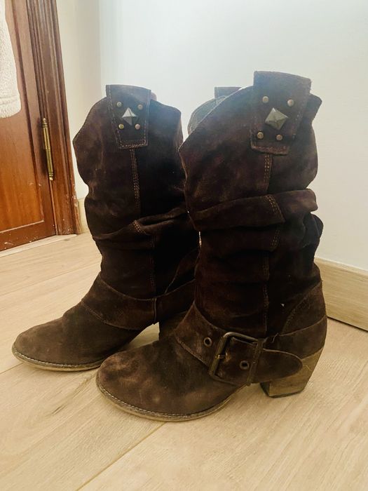Botas texanas camurça castanha