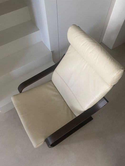 Fotel Ikea Poang skórzany beżowy