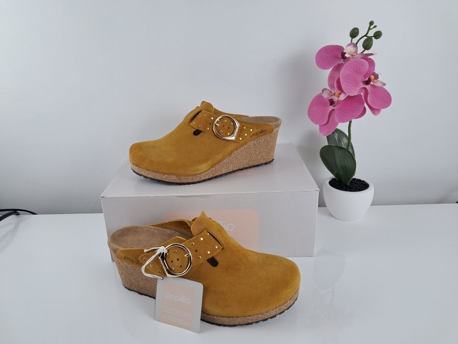 Chodaki Papillio Fanny Ring-Buckle 39 Musztardowe