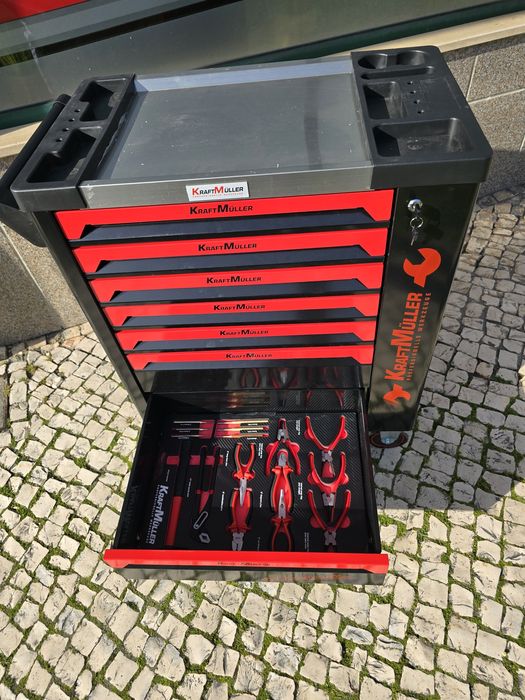 Carrinho de ferramentas 7 gavetas completas novo