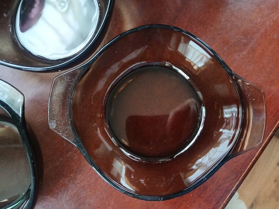 SzkŁo dymne trzy miseczki salaterki