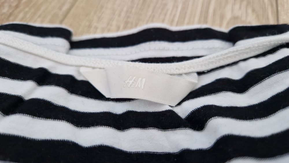 H&M 3x t-shirt koszulka marmurkowa beżowa czarno-biała w paski 36 S 38
