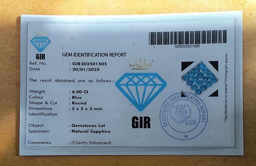 Safira Natural Certificada    5mm