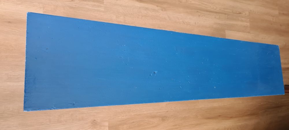 Banco comprido de madeira pinho pintado de azul
