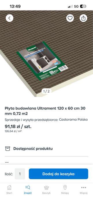Dwie plyty budowlane 120x60 grubosc 3 cm