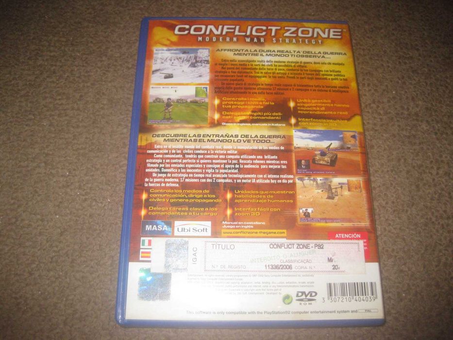 Jogo "Conflict Zone: Modern War Strategy" para Playstation 2/Completo!