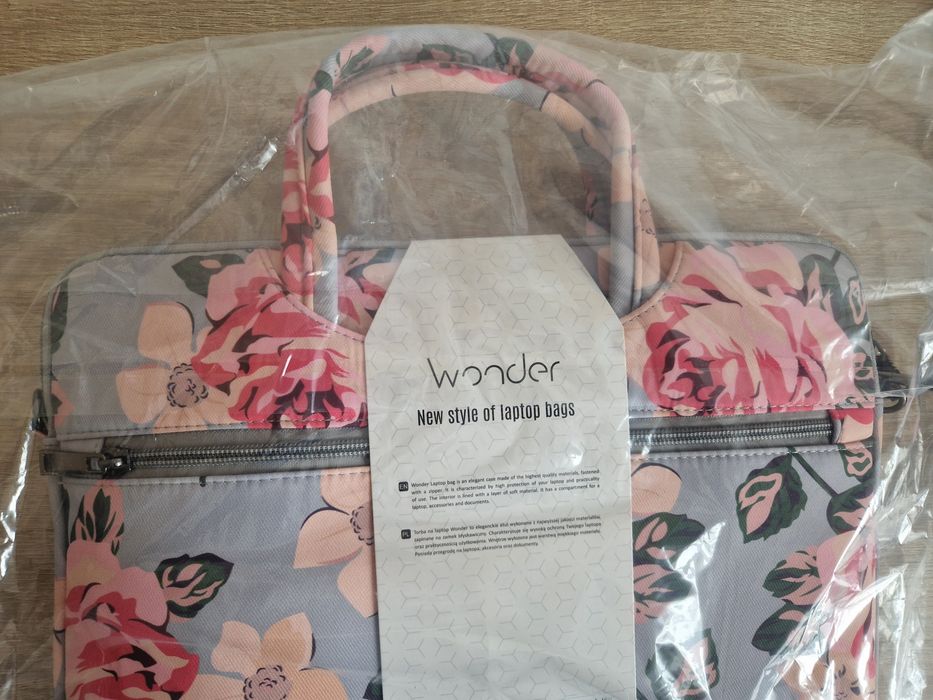 Torba Wonder Briefcase Laptop 15-16 cali szare róże