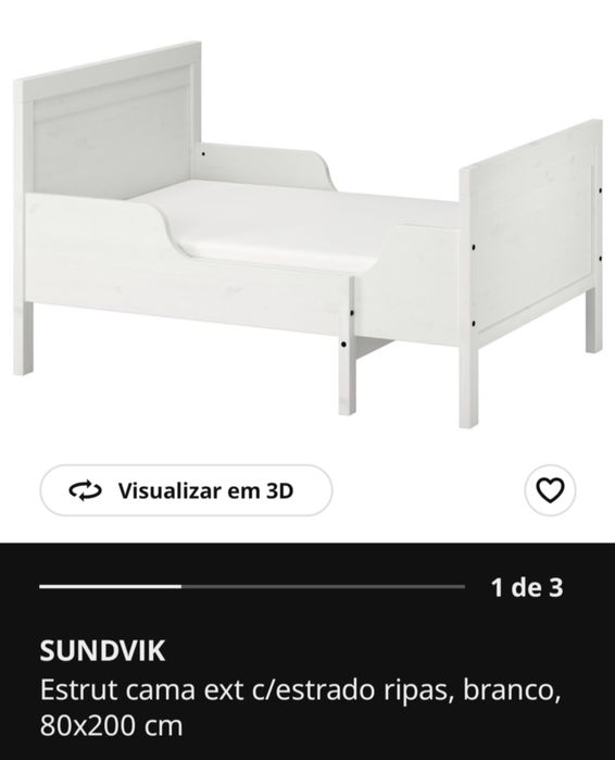 Cama de solteiro extensível com  colchão
