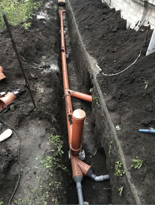 Монтаж Водопровод канализация услуги сантехника врезка труб экскаватор