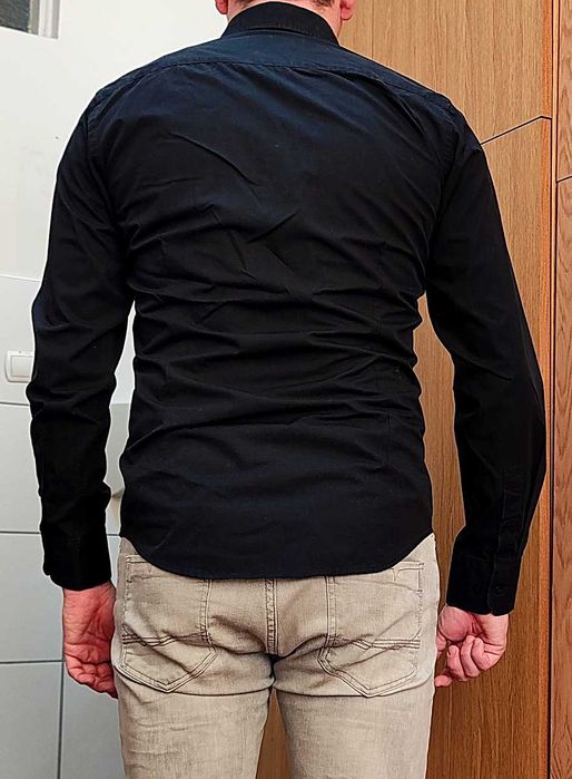 Koszula męska czarna długi rękaw Rosweel & Sons slimfit rozm. L