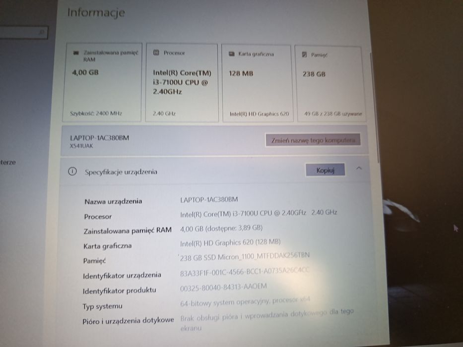 Hit czarno srebrny Laptop Asus