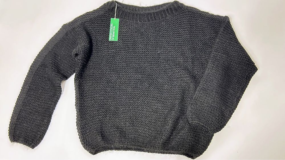 Wełniany sweter z moherem BENETTON | L | nowy