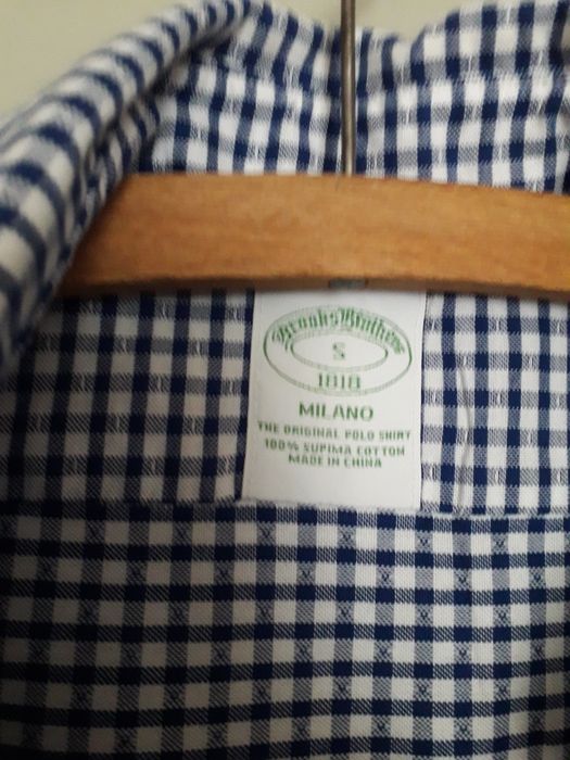 Brooks Brothers Est. 1818 Milano Long Sleeve Button-Down Check Shirt, Men's Size L Supima Cotton white type Vintage Second Hand