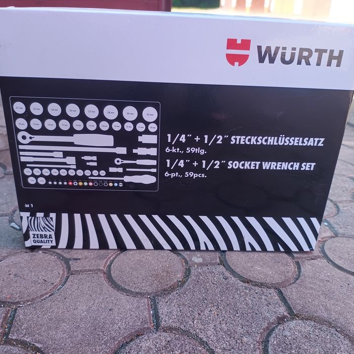 WURTH Zebra zestaw kluczy nasadowych 1/2 cala i 1/4 cala 59-częściowy .