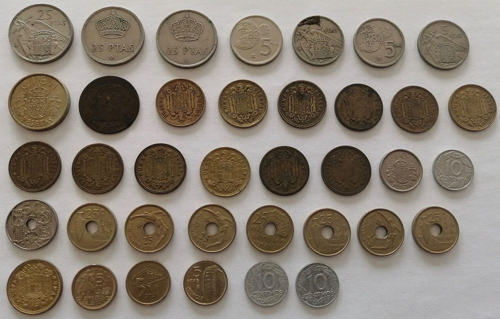 conjunto de pesetas espanha