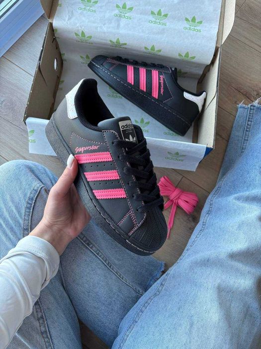 !!WOW!! Adidas Superstar Black Pink Thread | 36 37 38 39 40 41