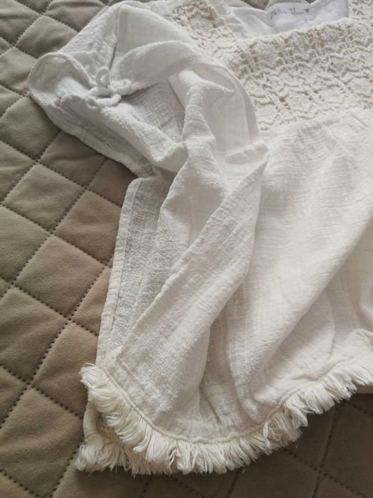 Zara bluzka boho z szydełkowaną wstawką r. 122