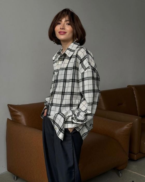 Сорочка oversize клітинку нова
