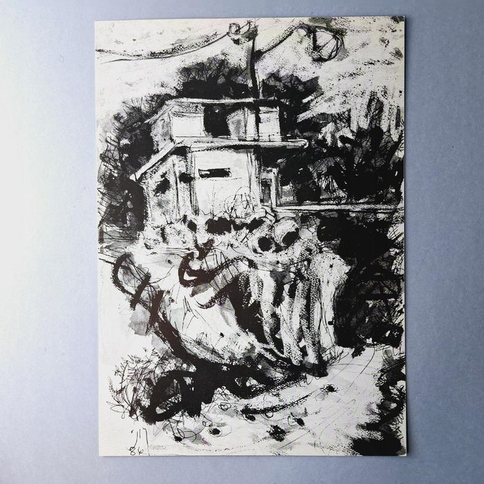 izrael reprodukcja akwarela pejzaż amos nikolai obrazek rysunek