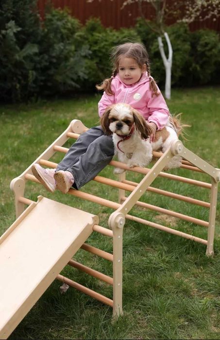 Trójkąt Pikler Modyfikowalny 4 Sekcje + Zjeżdżalnia Rampa Montessori