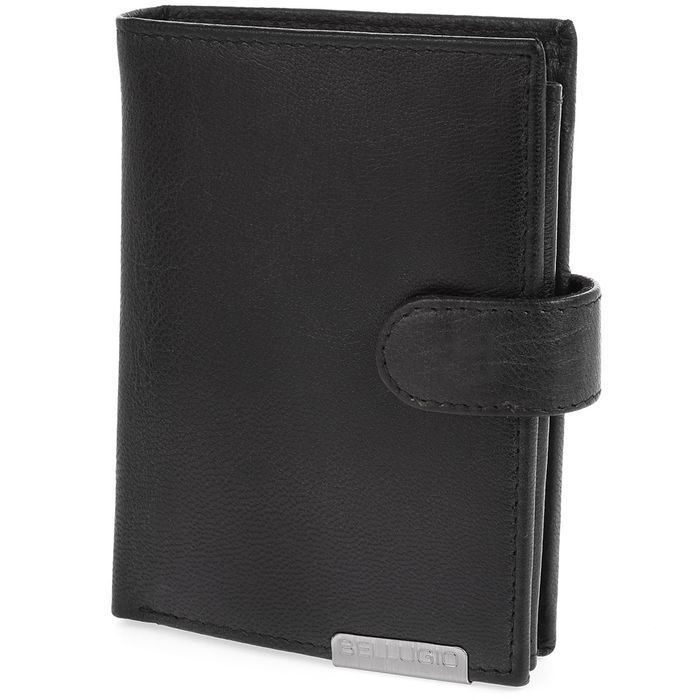 Portfel męski ze skóry z RFID ochrona  Bellugio czarny skórzany modny