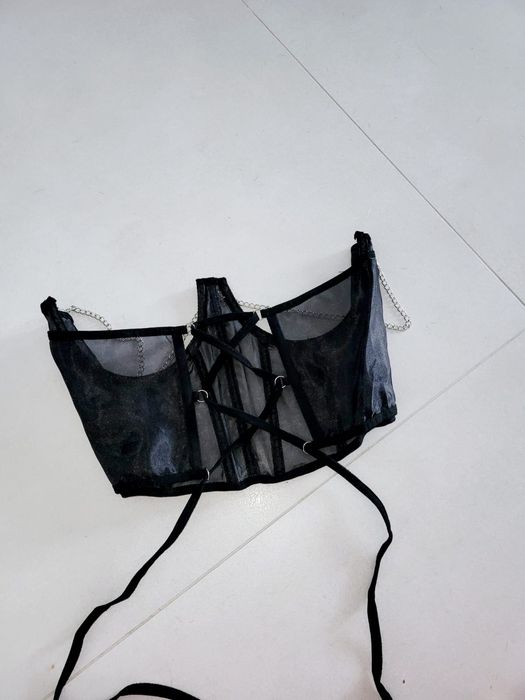 Nowy czarny tiulowy gorset Alternative