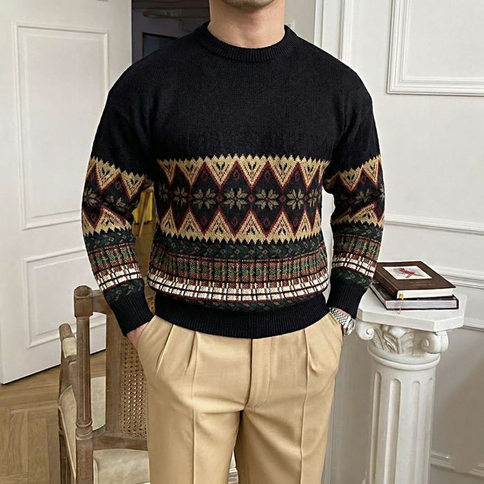 Unikat Vintage Sweter Nordic / Après-ski 100% Bawełna  Styl Old Money