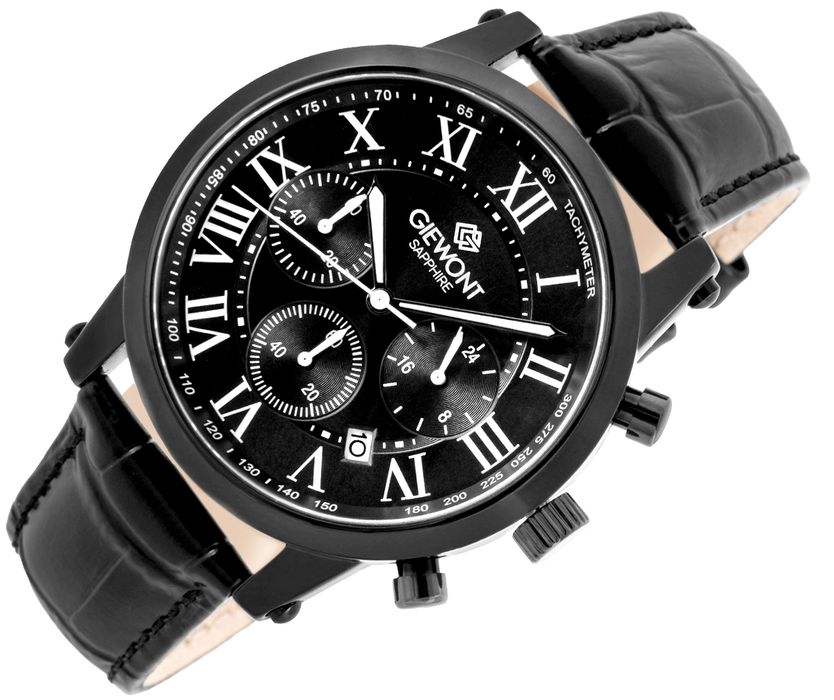 zegarek męski giewont chronograph sapphire czarny gw6260-a3