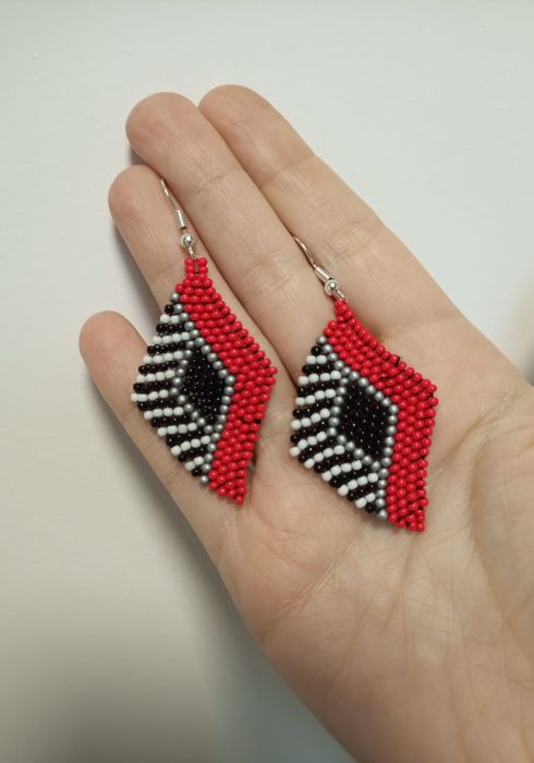 Kolczyki romby z koralików