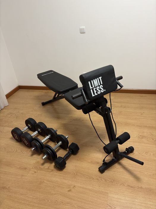Conjunto de musculação – Banco + Halteres 7,5/10/15 kg