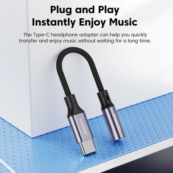 Adapter Przejściówka USB-C do Gniazda Jack 3,5mm Kabel do Tel. Toocki