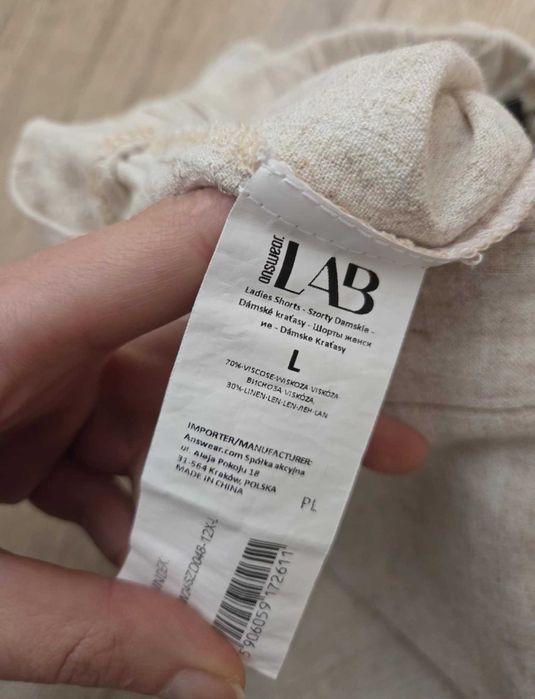 Lniane szorty beżowe spodenki kremowe len wiskoza  boho wysoki stan