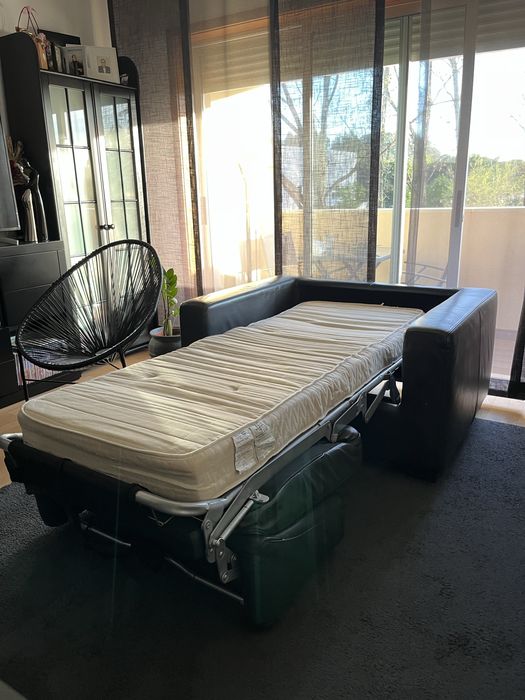 Sofa/cama Divani & Divani em Pele (cinza rato)