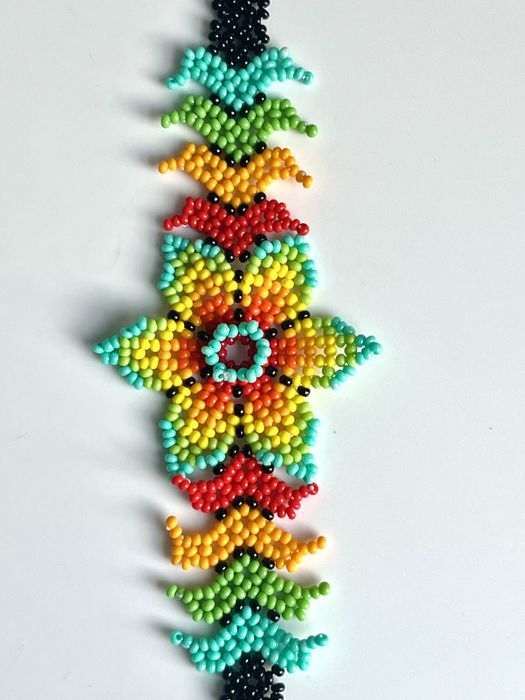 Meksykańska bransoletka kwiat  z drobnych koralików