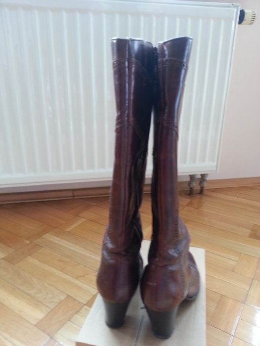 Kozaki że skóry, brązowe