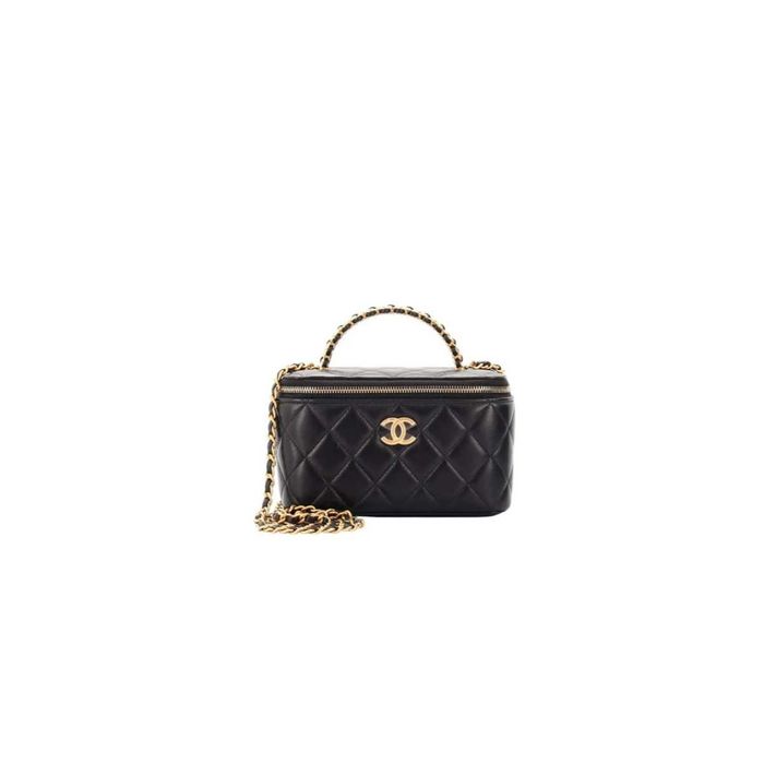Сумка Chanel Long Vanity Case With Chain in Lambskin Black