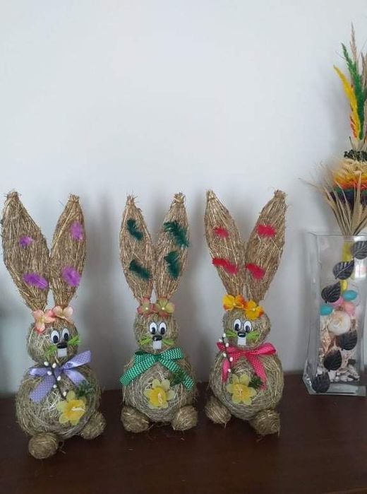 Zając z siana ozdoby wielkanocne