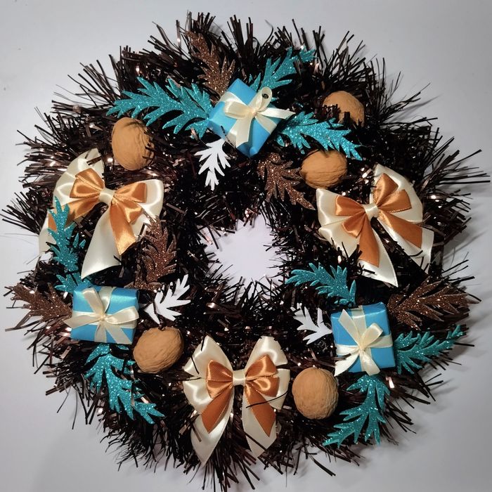 Подарунок сувенір ручної роботи Різдвяний новорічний вінок венок ялинк